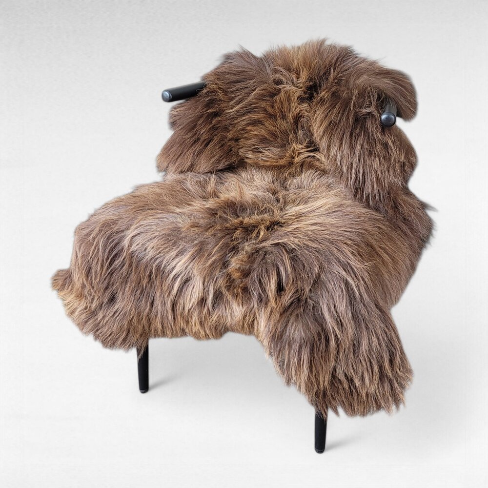 Genuine Icelandic Sheepskin Rug Coarse Feel Brown Accent 51" x 36"
